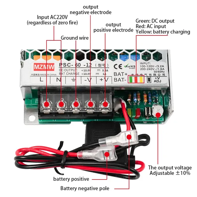 Alimentation à découpage fonction UPS 60W 100W 150W 250W… – vue 2