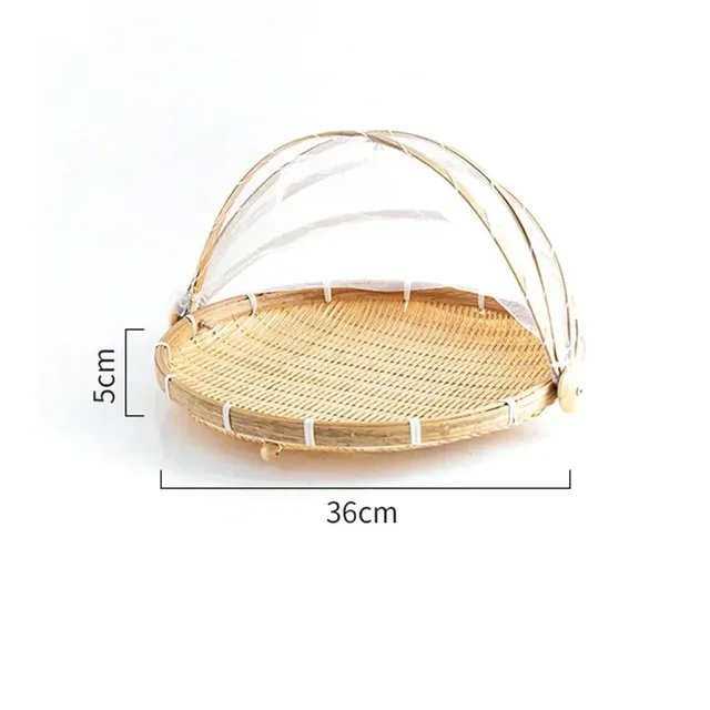 Panier bambou tressé pliable couvercle moustiquaire… – vue 2