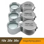 Lentille en verre pliante en métal à fort grossissement 10x20x 30X 21mm, petite loupe d&rsquo;identification de bijoux Portable