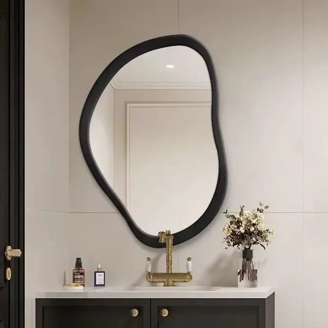 Miroir de salle de bain en bois de noyer – vue 2