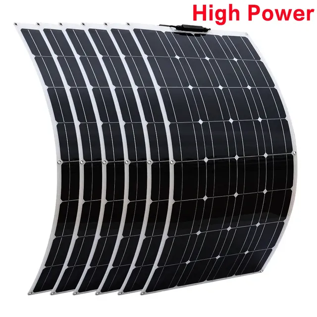 Panneau solaire flexible monocristallin noir mince…