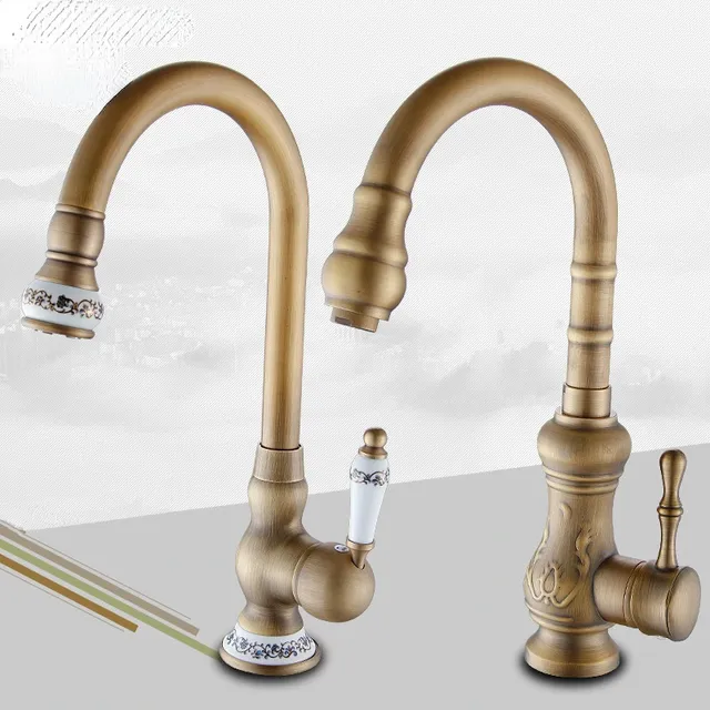 Mitigeur evier cuisine laiton brossé antique col haut… – vue 3