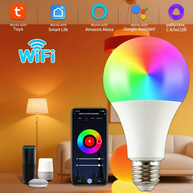 E27 Tuya WiFi ampoule LED intelligente maison…