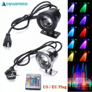 Ampoule de projecteur LED sous-marine RGB AC 110V 220V DC 12V 15W 10W, lampe de paysage, projecteur, fontaine de jardin extérieure, décoration de piscine Ampoule de projecteur LED sous-marine RGB AC 110V 220V DC 12V 15W 10W, lampe de paysage, projecteur, fontaine de jardin extérieure, décoration de piscine