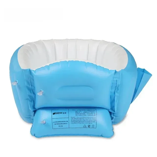 Gonflable bébé portable bleu blanc vinyle épais ovale… – vue 3