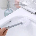 Accessoires de salle de bain, brosse de toilette avec support, tête plate, poils flexibles, brosse murale sans poinçon pour espace de toilette