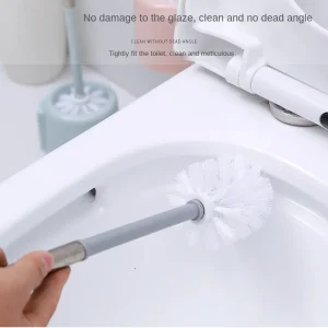 Accessoires de salle de bain, brosse de toilette avec support, tête plate, poils flexibles, brosse murale sans poinçon pour espace de toilette