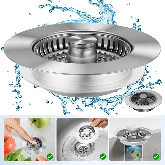 Bonde vidange évier crépine filtre inoxydable 304 brossé… – vue 5