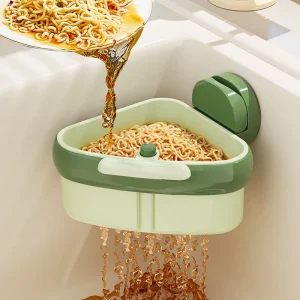 Nouveau panier de vidange d&rsquo;évier à ventouse, filtre de lavage de fruits ménagers, filtre d&rsquo;évier triangulaire de cuisine pour déchets alimentaires ﻿