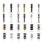 Drain en laiton noir/blanc/chromé/or/Bronze/gris, lavabo de salle de bains, Drain Pop-Up Push Down avec/sans trou de débordement