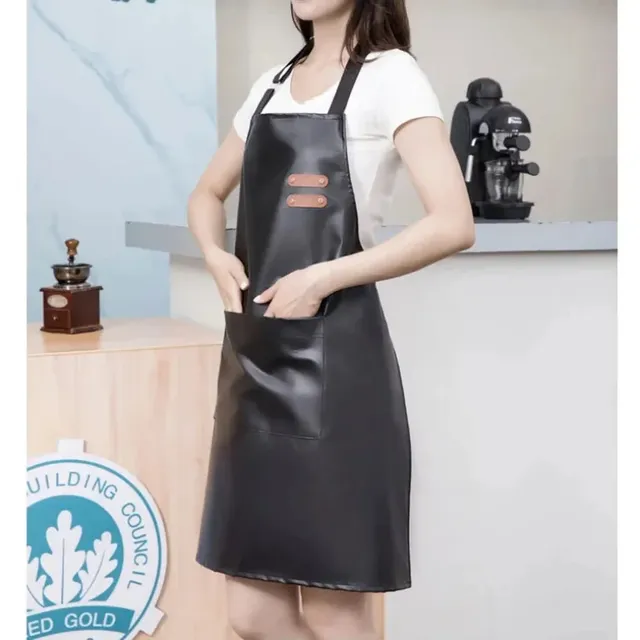 Tablier en cuir PU imperméable et résistant à l'huile – vue 4
