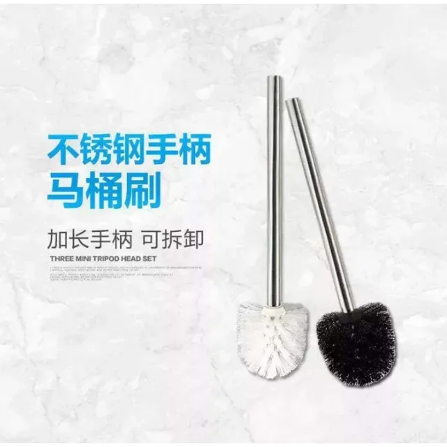 Brosse toilette inox manche longue lot deux têtes nylon… – vue 3