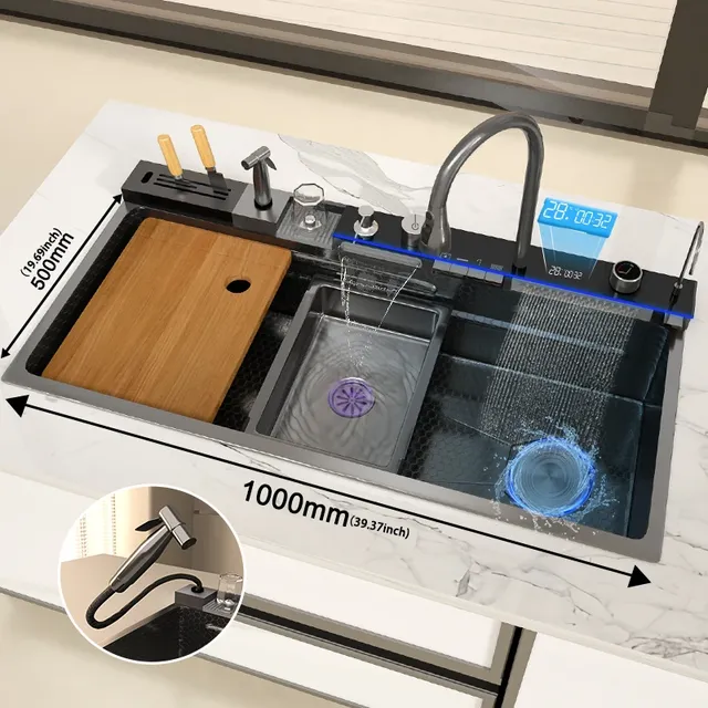Évier de cuisine doré en acier inoxydable – vue 4