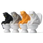 Modèle de siège de toilette de chat de dessin animé, figurine d&rsquo;Auckland, PVC assis sur les toilettes, chaton, micro paysage, décoration de la maison, cadeau d&rsquo;ornement