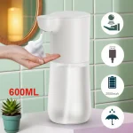 Distributeur automatique de savon à capteur sans contact, contenance de 350/600ml, mousse rechargeable par USB, capteur infrarouge intelligent, lave-mains