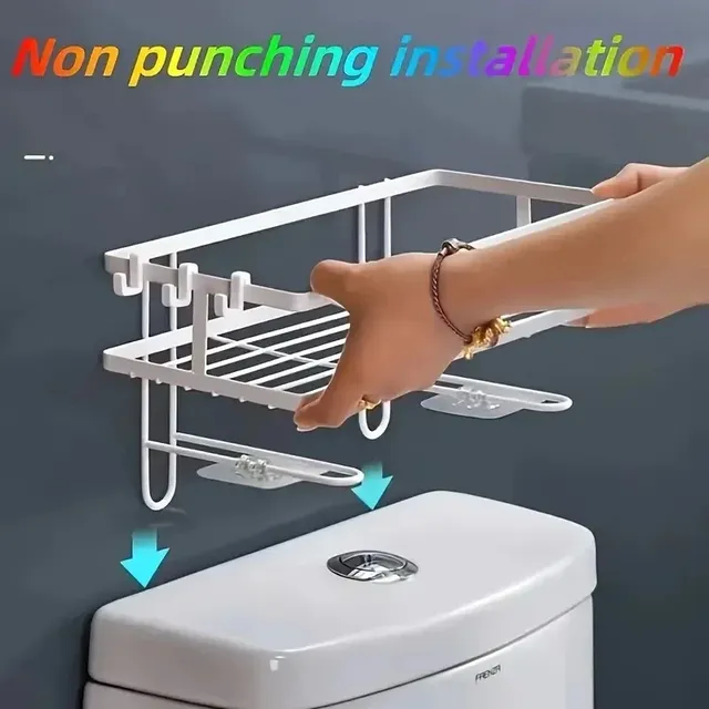 Étagère rangement salle bain toilettes compacte blanche… – vue 3
