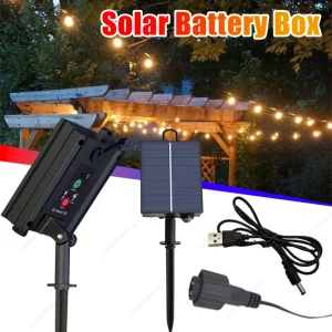 Kit de boîte de batterie solaire, panneau lumineux au Lithium alimenté avec perceuse, pelle, télécommande pour bande lumineuse Led, bricolage