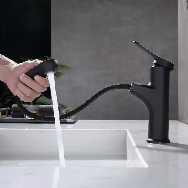 Robinet de lavabo de salle de bains noir – vue 2