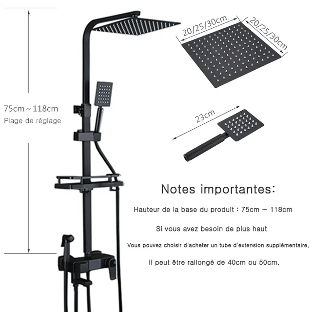 OXG Ensemble de robinets de douche thermostatiques en… – vue 2