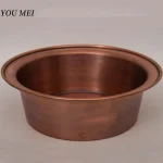 Bassin en cuivre rouge vintage fabriqué à la main, baignoire à linge de grande taille pour la maison, la salle de bain, la cuisine, les adultes et les bébés, panier de lavage