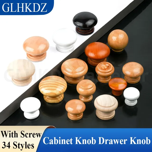 10 pièces boutons d'armoire ronds en bois boutons de…