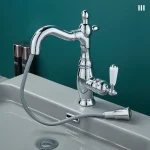 Robinet extractible rétro tout en cuivre, salle de bains domestique, armoire de salle de bains, lavabo, robinet pivotant froid et chaud