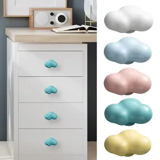 Bouton armoire poignée tiroir céramique nuage mat pastel blanc bleu…