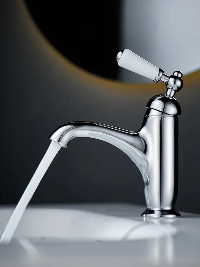 Robinet de lavabo à poignée unique en laiton rétro – vue 6