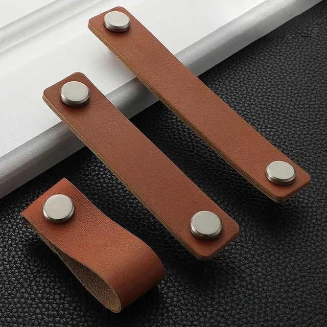 Poignée cuir artisanale minimaliste incurvée lisse… – vue 2