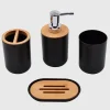 Distributeur de savon et de Lotion, ensemble d&rsquo;accessoires de salle de bains, porte-savon en résine et bois, porte-brosse à dents, gobelet, pompe, bouteille, tasse, noir ou blanc, 1 pièce
