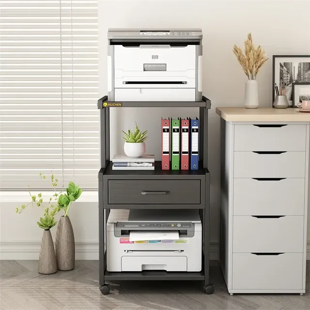 Meuble support imprimante trois niveaux roulettes tiroir… – vue 3