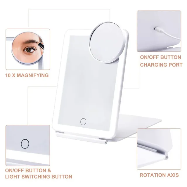 Miroir de maquillage pliant USB Charing – vue 2