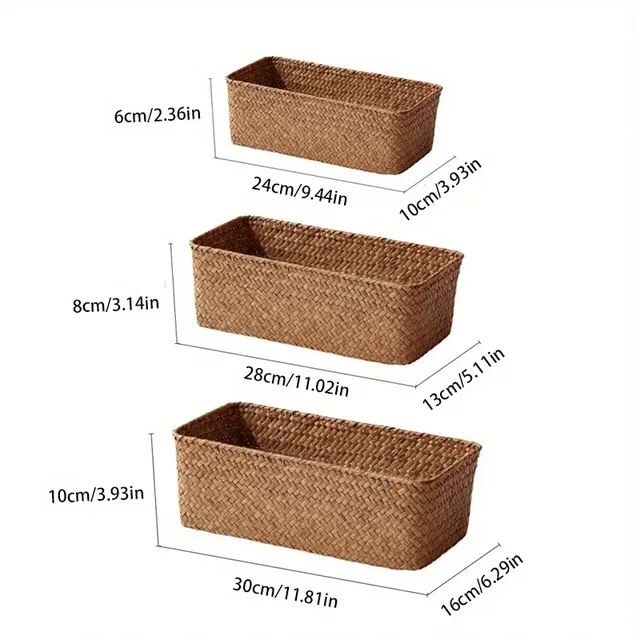 Panier rangement rectangulaire jonc mer tissé naturel… – vue 6