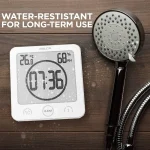 Horloge numérique de salle de bain, minuterie de douche étanche avec grand écran tactile avec affichage de la température et de l&rsquo;humidité