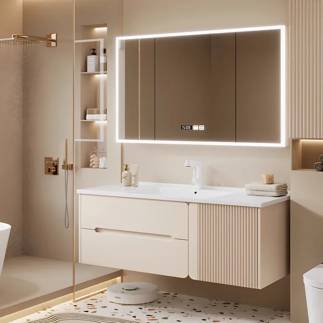 Lavabo bois salle de bain armoire tiroirs Design… – vue 2
