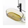 Vasque comptoir ovale verre translucide ambre perçage… – vue 3