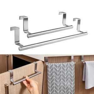Porte-serviettes sur porte, support suspendu en acier inoxydable, salle de bain, armoire de cuisine, porte-serviettes