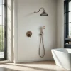 Ensemble de douche à effet de pluie Antique, ensemble de robinets de douche muraux en or brossé, robinet mitigeur de bain et de douche en laiton massif Rose or
