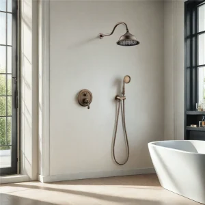 Ensemble de douche à effet de pluie Antique, ensemble de robinets de douche muraux en or brossé, robinet mitigeur de bain et de douche en laiton massif Rose or