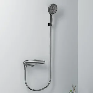 Robinets de baignoire thermostatiques noirs, mitigeur de douche mural, robinets de bain-douche chaud et froid