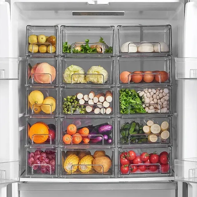 Organisateur réfrigérateur empilable transparent tiroirs… – vue 4