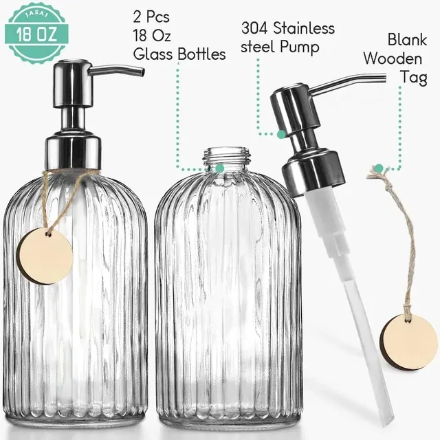 Distributeur de savon en verre rechargeable de 400ml – vue 2