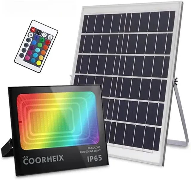 Projecteur solaire LED RVB extérieur multicolore étanche…