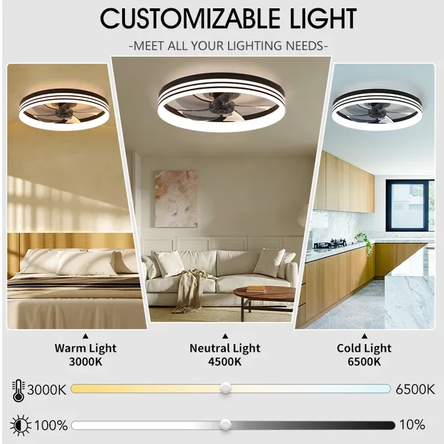 LED intelligente ventilateur de plafond lumière moderne… – vue 5