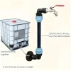 adaptateur robinet cuve IBC tige verticale noire 50cm bagues serrage bleues coude écrou plastique renforcé vanne chromée levier rouge étanche
