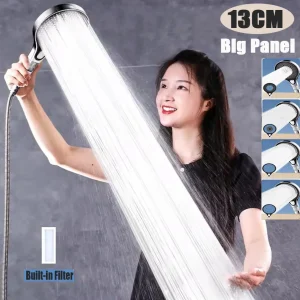 Grande pomme de douche 4 Modes pomme de douche réglable avec filtre 13CM grand panneau salle de bain haute pression économie d’eau douche à main Grande pomme de douche 4 Modes pomme de douche réglable avec filtre 13CM grand panneau salle de bain haute pression économie d’eau douche à main