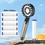 Pommeau de douche réglable avec 5 filtres, pomme de douche haute pression à économie d&rsquo;eau avec 5 Modes de pulvérisation, accessoires de salle de bains