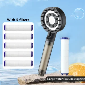 Pommeau de douche réglable avec 5 filtres, pomme de douche haute pression à économie d&rsquo;eau avec 5 Modes de pulvérisation, accessoires de salle de bains