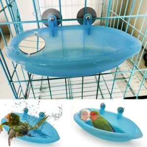 Baignoire d&rsquo;eau pour oiseaux, pour Cage pour animaux de compagnie, bol suspendu, perroquet, perruche, bain d&rsquo;oiseaux + miroir