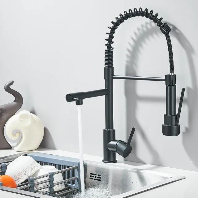 Robinet de cuisine extractible noir double bec 360 °… – vue 4